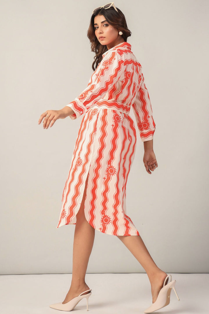 Sunset Sorbet Shirt Dress Side Back