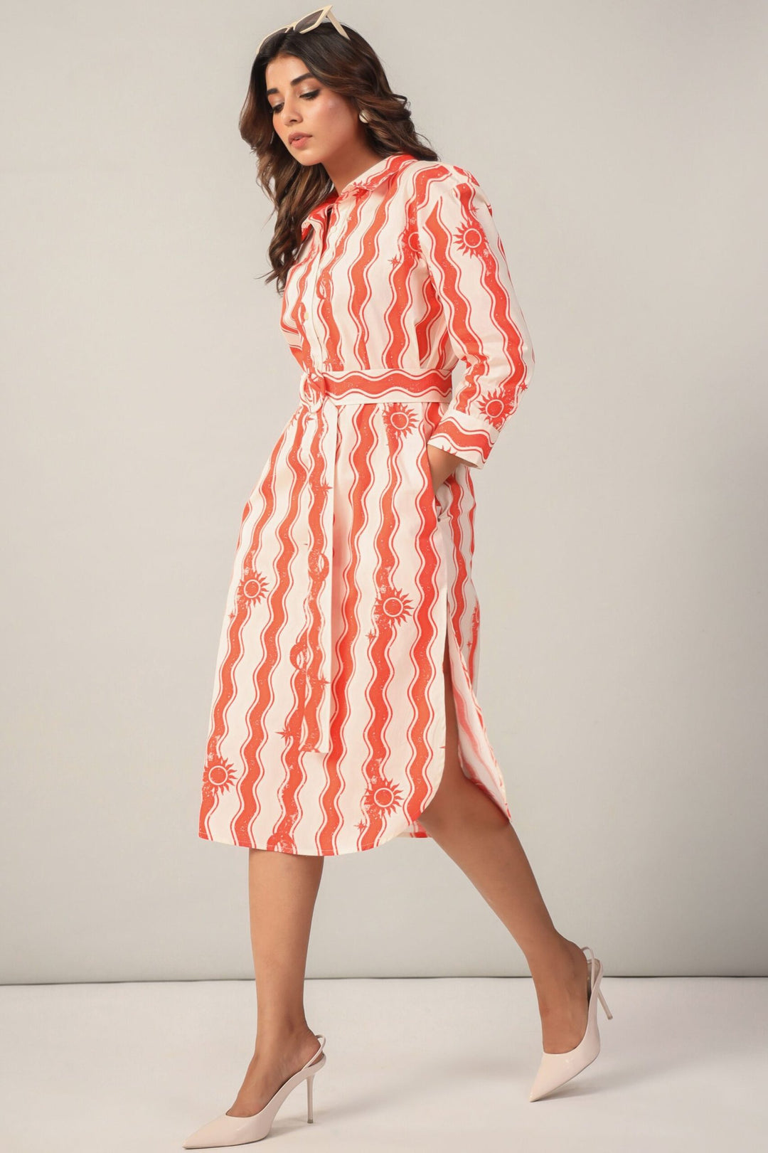 Sunset Sorbet Shirt Dress Side Front
