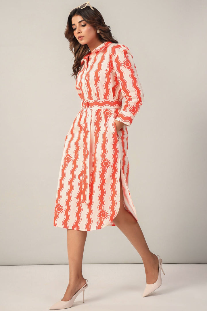 Sunset Sorbet Shirt Dress Side Front