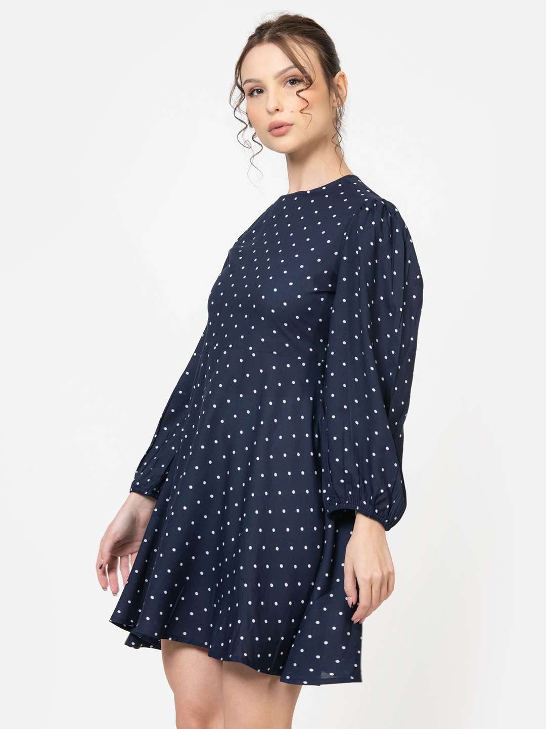 Blue Polka Dot Mini Dress
