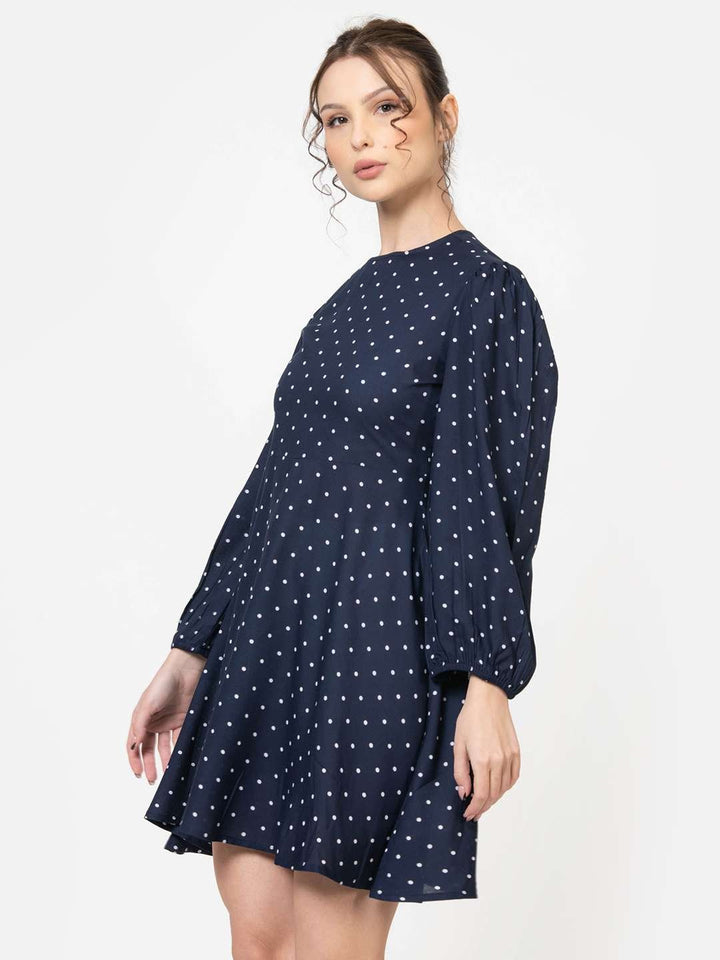 Blue Polka Dot Mini Dress