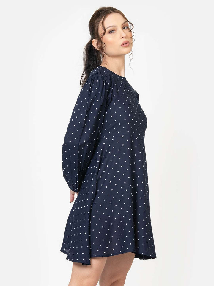 Blue Polka Dot Mini Dress