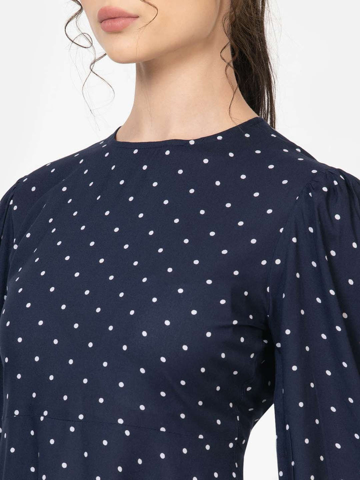 Blue Polka Dot Mini Dress