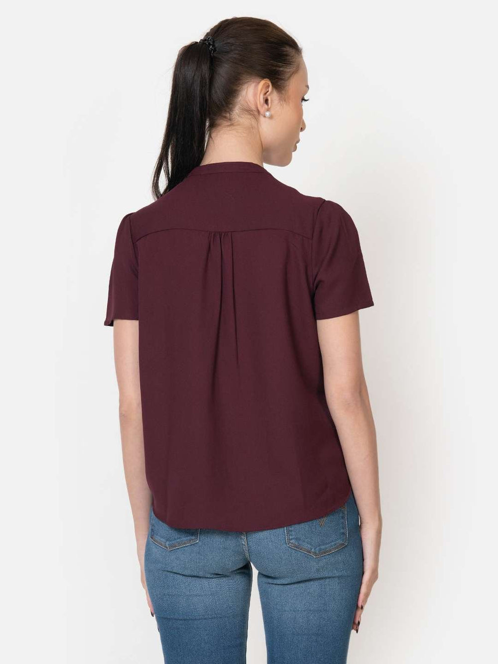 Cardinal Red Georgette Workwear Top Back