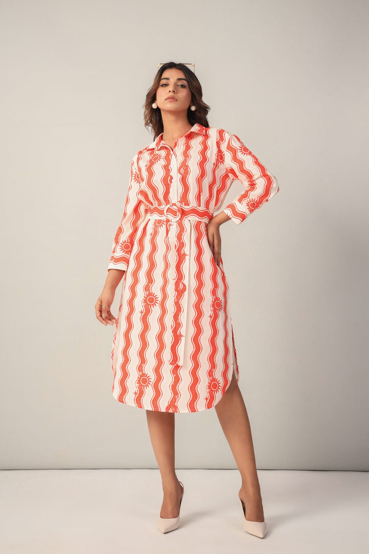 Sunset Sorbet Shirt Dress Front