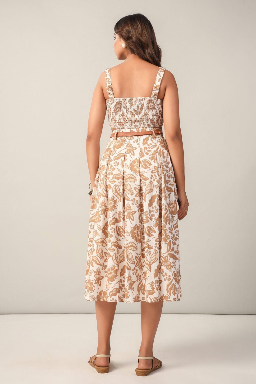 Brown and Off -White Floral Co-ord Set