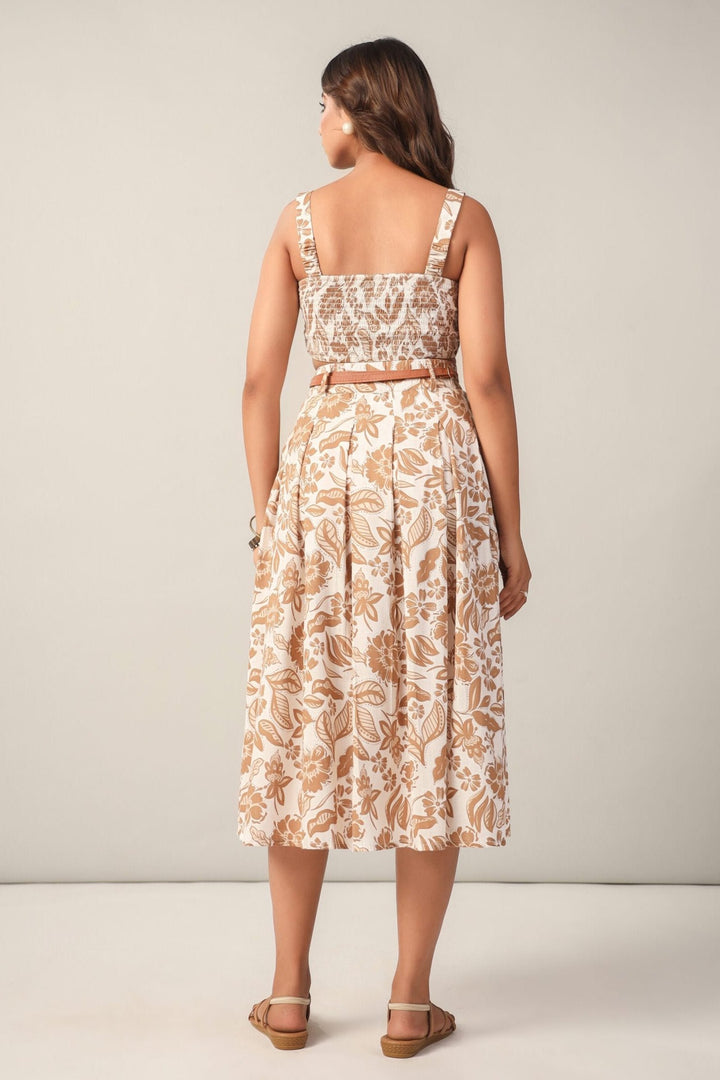 Brown and Off -White Floral Co-ord Set