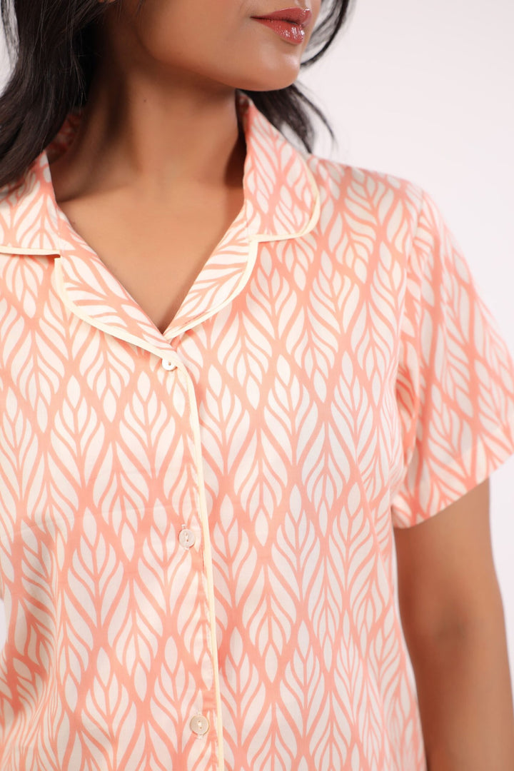 Serene Sleepwear Orange Printed Night Dress