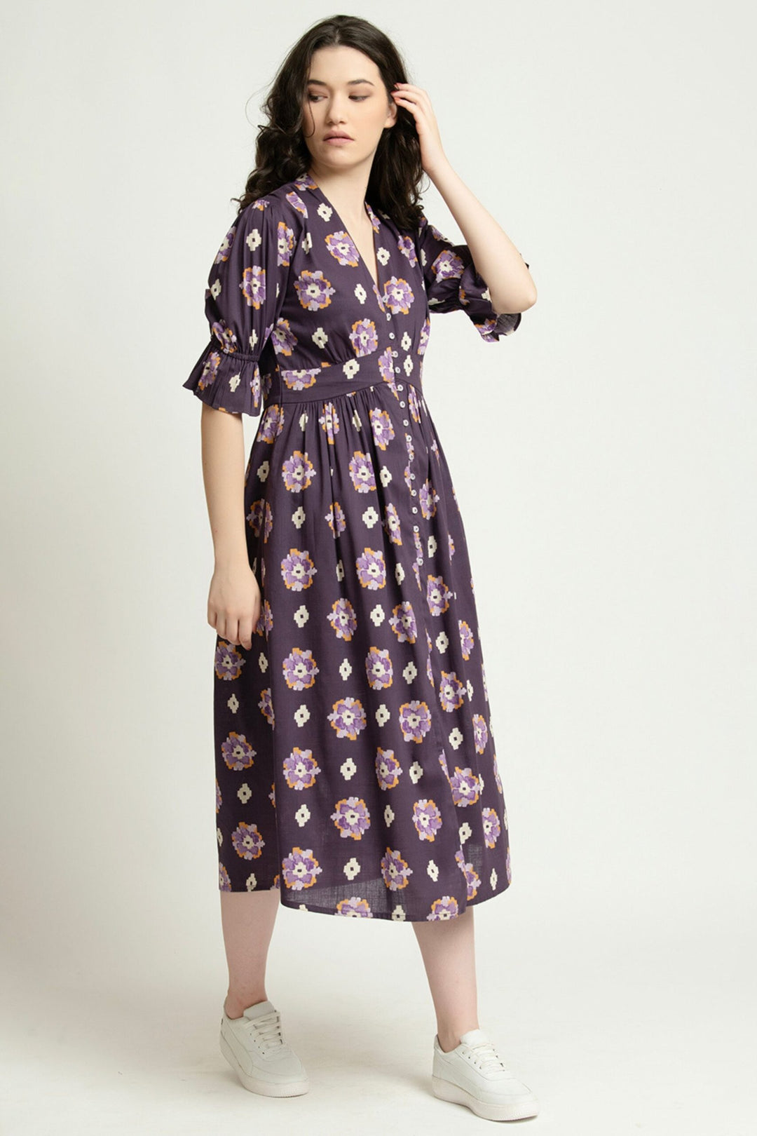 Violet Midi Dress Side for Women Front