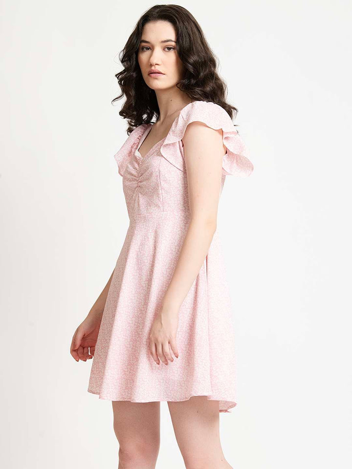 Baby Pink Fit And Flare mini Dress Side1
